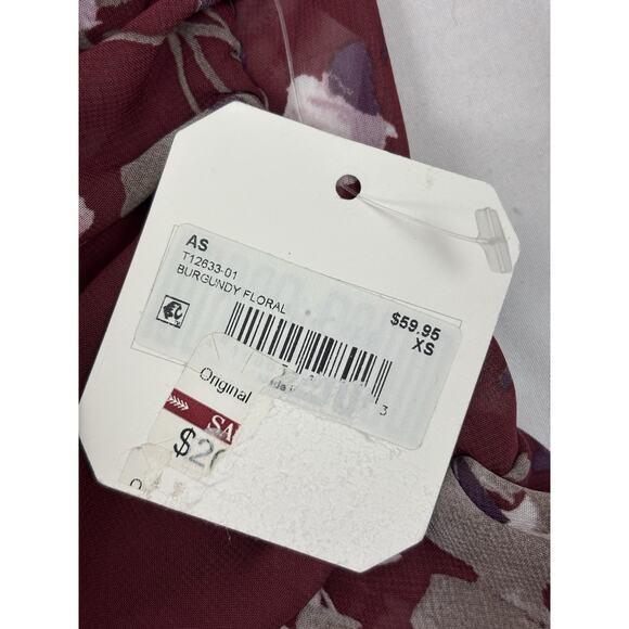 NWT Altar'd State XS Burgundy Floral Long Sleeve Crop Top Milk Maid Cottagecore - Picture 4 of 7